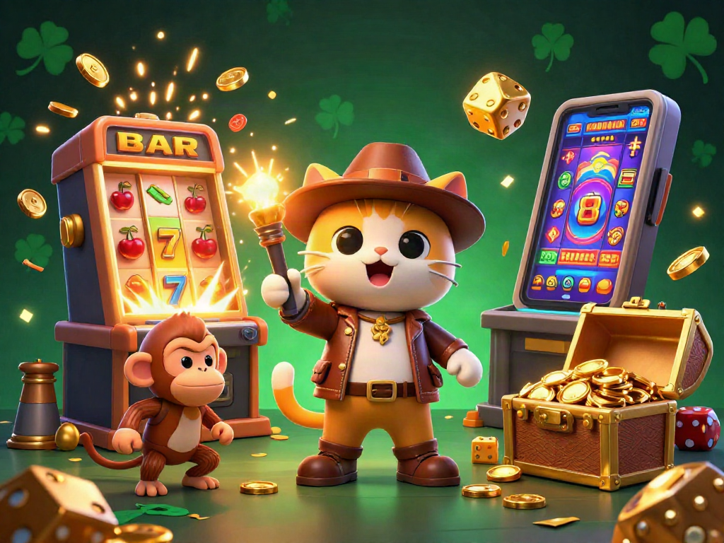 Experience exciting gameplay at TG88, where a cartoon explorer discovers casino treasures amidst dynamic elements.
