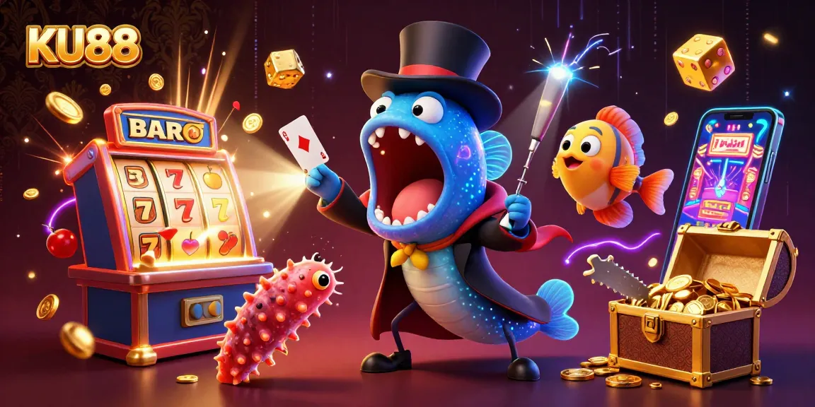 Experience thrilling gameplay at KU88 with a vibrant casino illustration bursting with excitement.