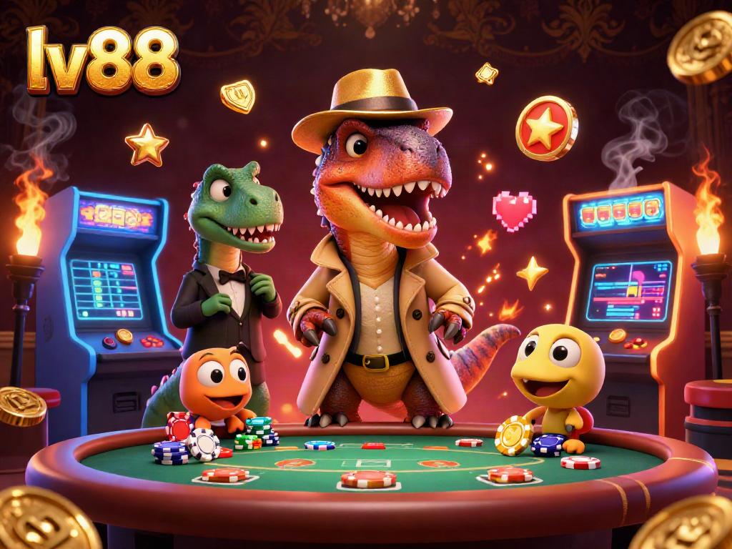 Experience thrilling gameplay at lv88 with a clever velociraptor counter, interactive casino art, and vibrant design.