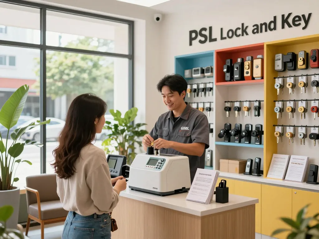 PSL Lock and Key technician providing key duplication service in a friendly and professional environment.