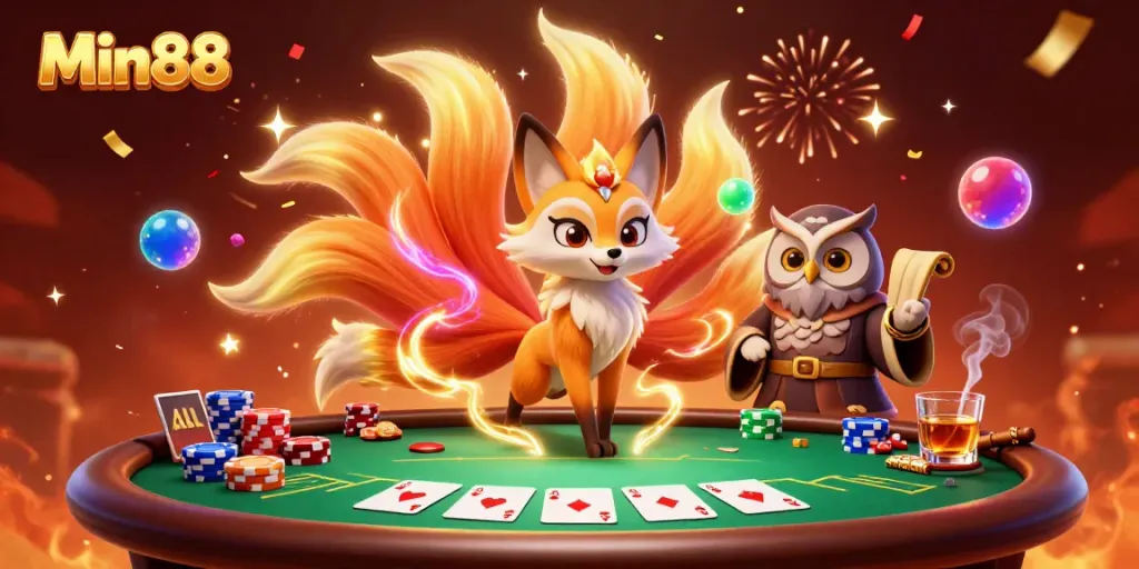 Experience the thrill of Min88 with vibrant gaming elements and enchanting characters in a dynamic scene.