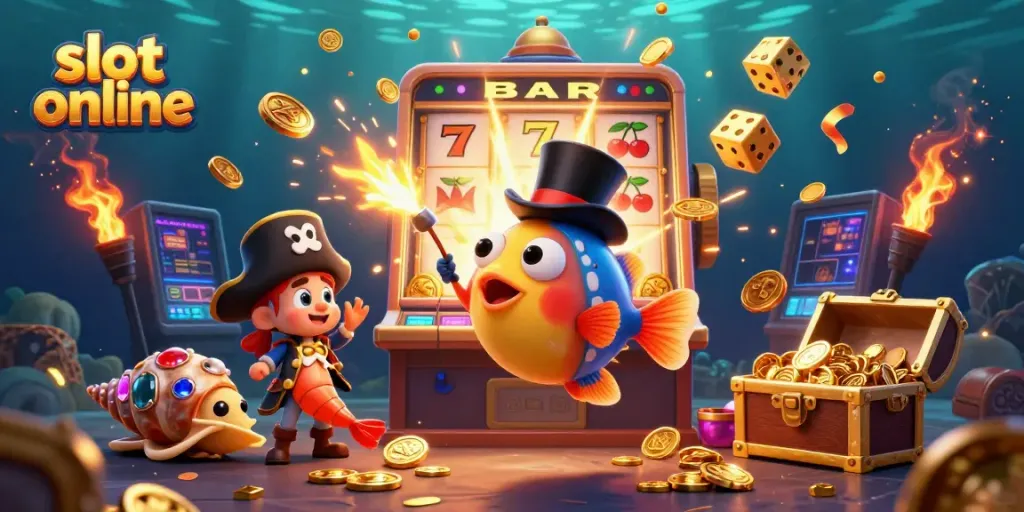 Engage with exciting slot online adventures featuring unique underwater characters and a dazzling slot machine.