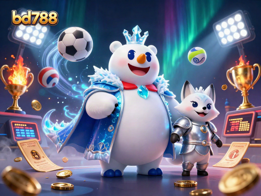 Engage with bd788 as the ice king polar bear and snow fox enjoy dynamic sports betting action in an exhilarating casino environment.