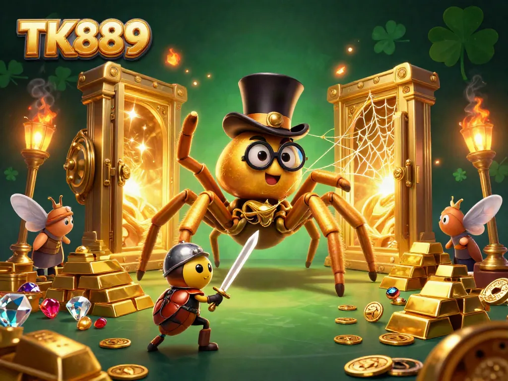Watch the bold beetle knight and golden tarantula in a thrilling TK889 casino adventure.