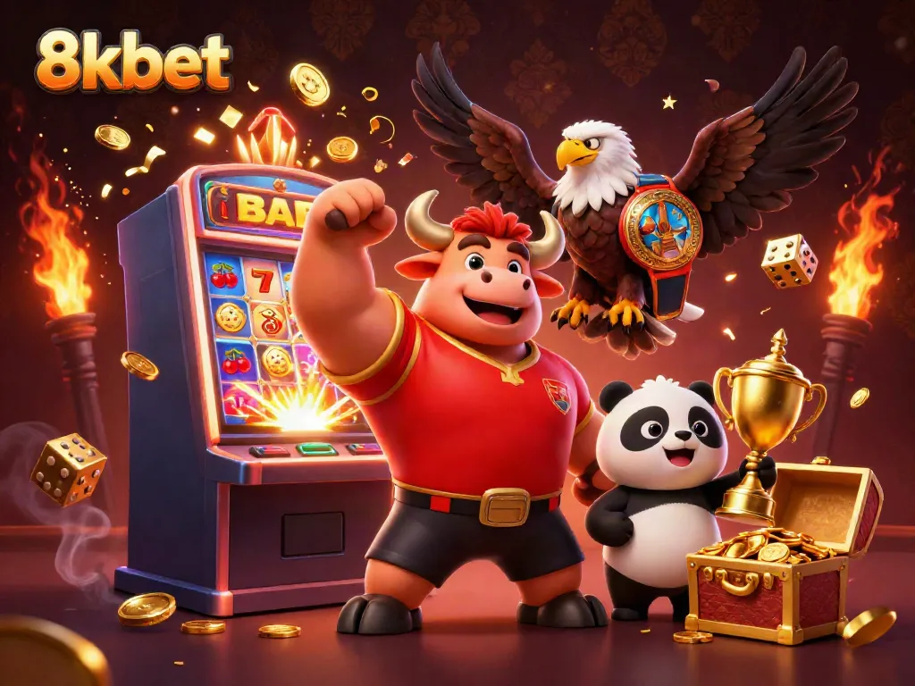 Experience thrilling jackpot wins at 8xbet with a dynamic casino celebration scene featuring vibrant characters and gaming elements.