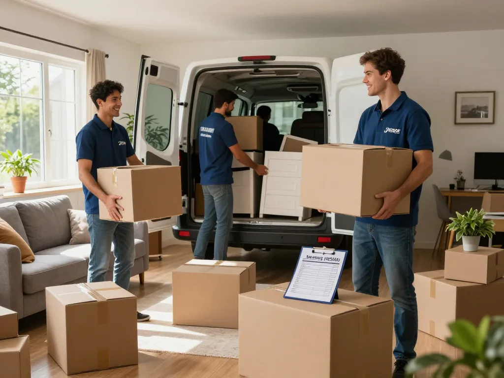Reliable removals Blackpool team packing and loading a van with furniture for a house move, showcasing professionalism and care.