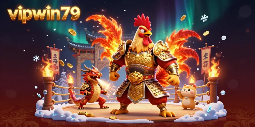 Experience thrilling action with vipwin79 as a fire-tipped feathered warrior and dragon celebrate in this vibrant gaming illustration.