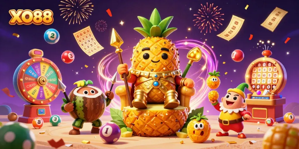 Experience gaming excitement at XO88 with vibrant casino characters and lively elements.