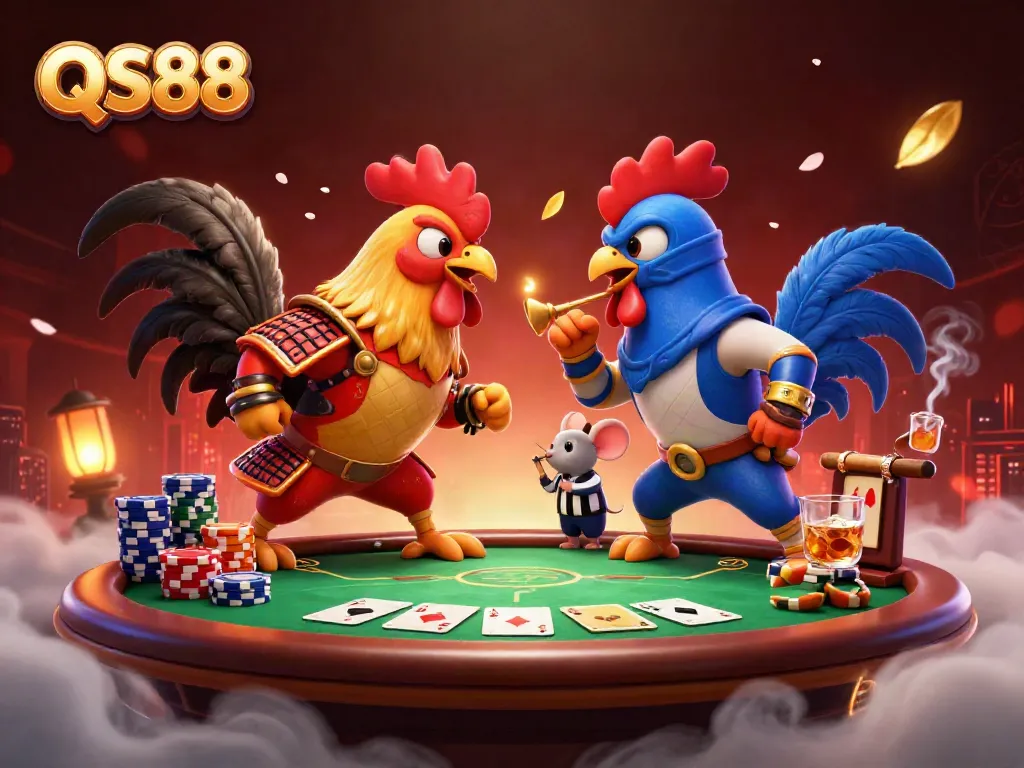 Engage in thrilling battles as roosters fight for glory at QS88 casino.