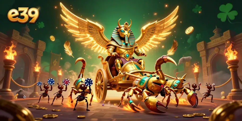 Engage in thrilling gaming adventures with the e39 online casino featuring golden beetle and scorpions.
