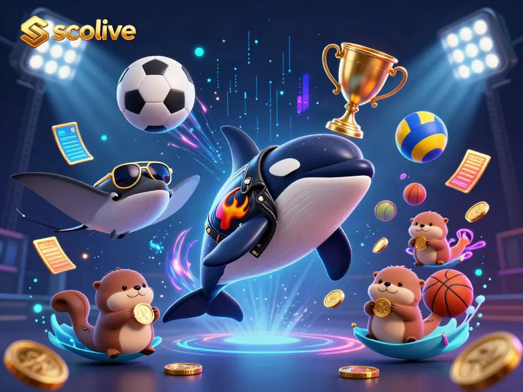 Experience the excitement of betting with socolive in a vibrant, animated underwater scene featuring dynamic sports elements.