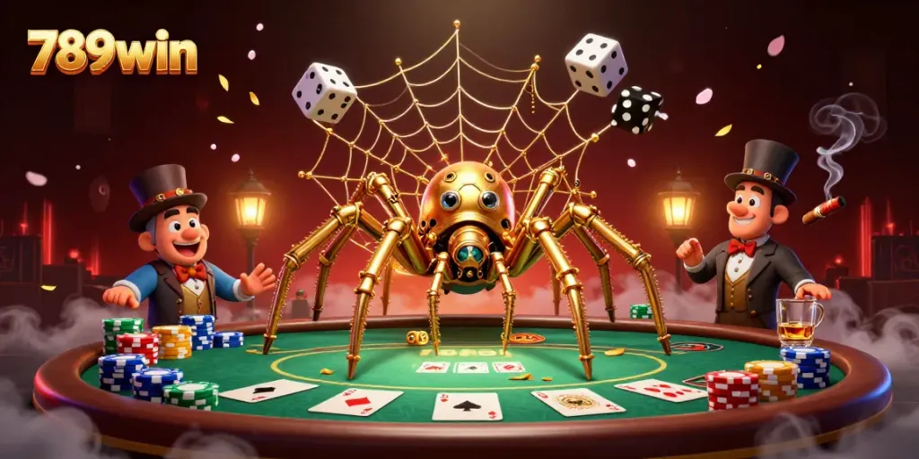 Experience big wins with 789win's immersive casino adventure featuring a steampunk spider!