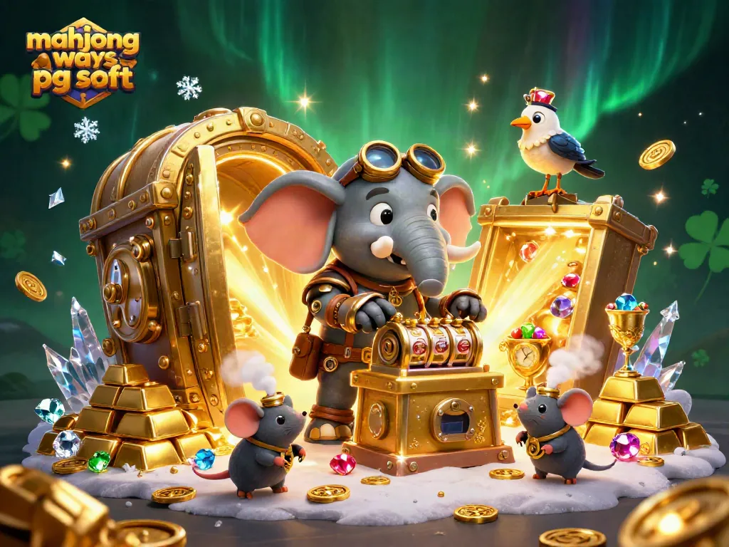 Spin the reels in Mahjong Ways PG Soft with steampunk characters and golden treasures surrounding them.