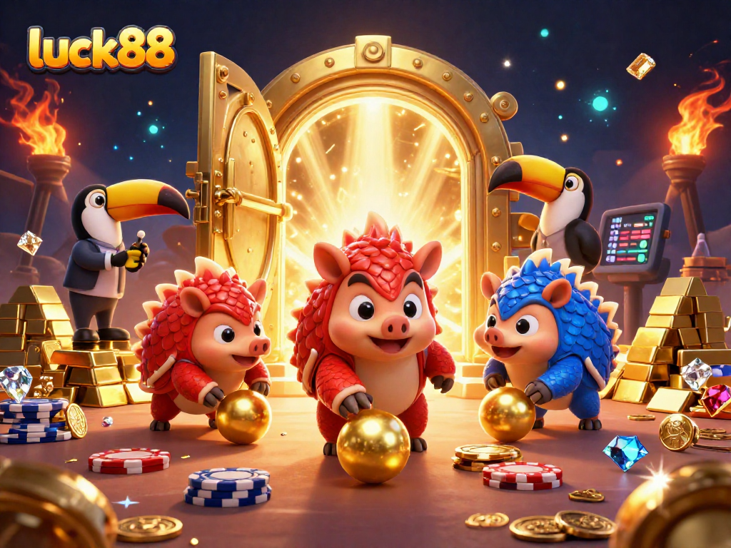 Experience the thrill of luck88 in this dynamic casino scene featuring rivalry and rich treasures.