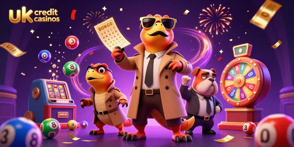 Experience thrilling excitement at uk credit card casinos with whimsical raptors entering a VIP lounge.