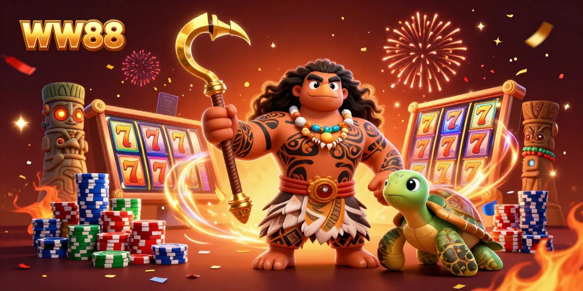 Spin and win at WW88 with vibrant slot reels, colorful poker chips, and dynamic casino elements.