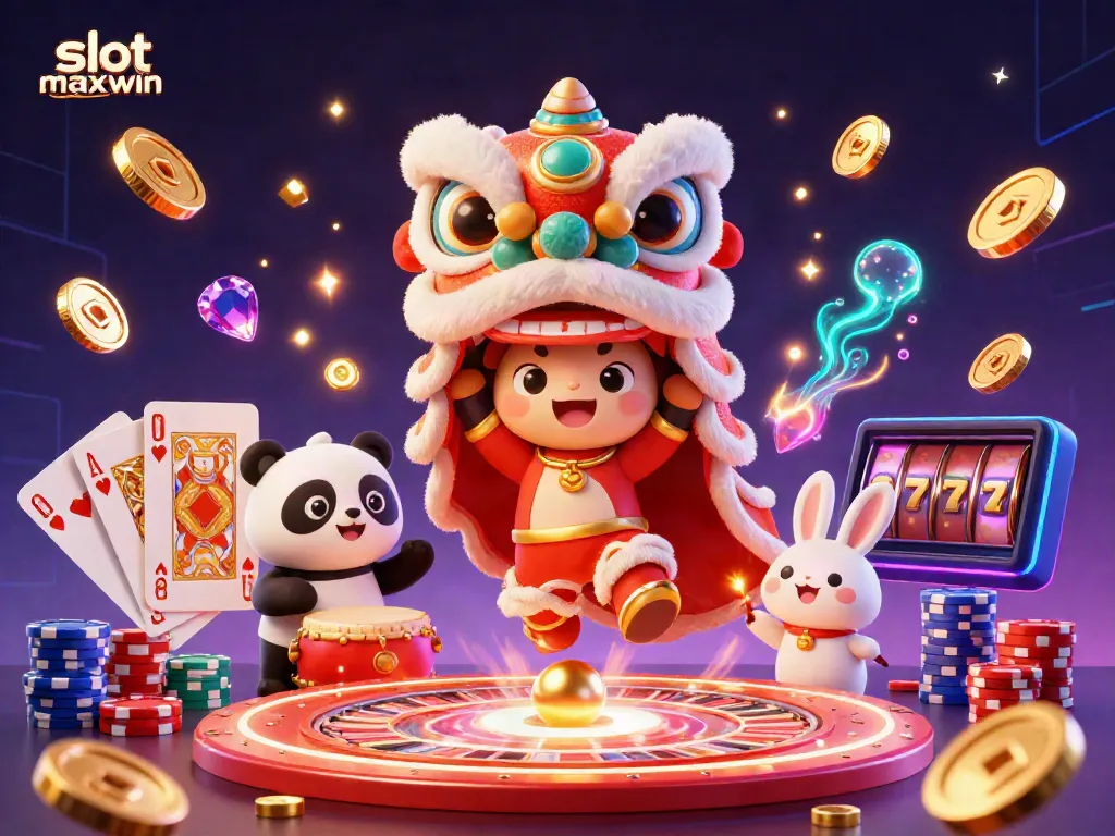Experience exciting gameplay with slot maxwin featuring joyous characters among golden coins and vibrant casino elements.