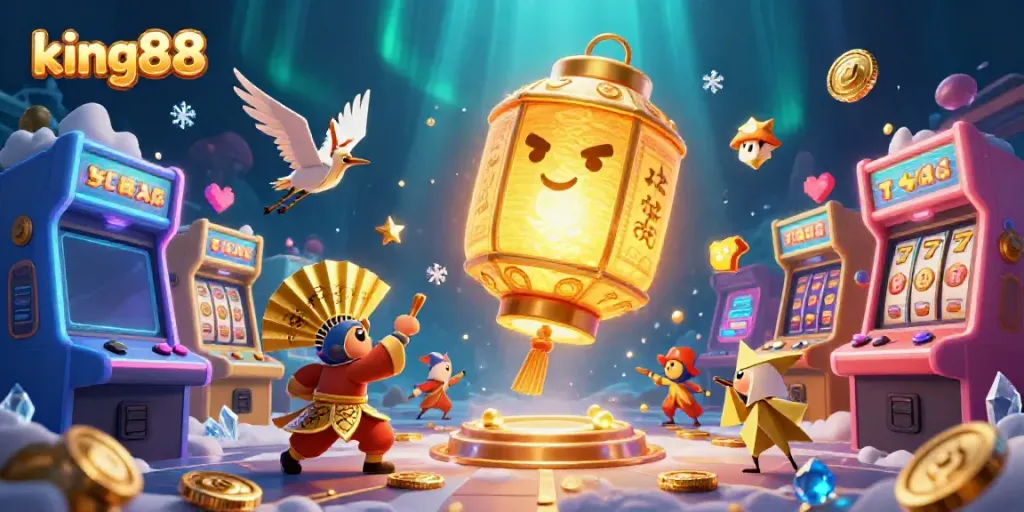 Experience vibrant gameplay with king88, featuring colorful characters amidst a lively casino atmosphere.
