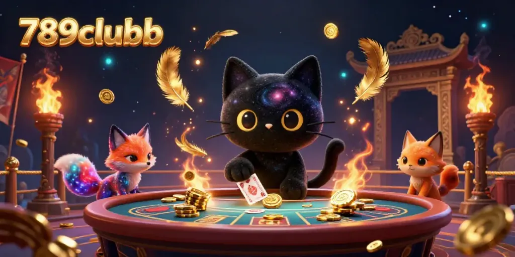 Engage in captivating fun at 789clubb, featuring a cosmic casino with vibrant elements creating excitement.