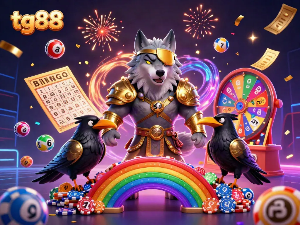 Engage with tg88 casino excitement featuring Norse mythology characters amidst a vibrant gaming scene.