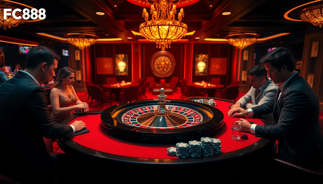 Experience the thrill of gambling at FC88 with vibrant roulette action and high-stakes poker.