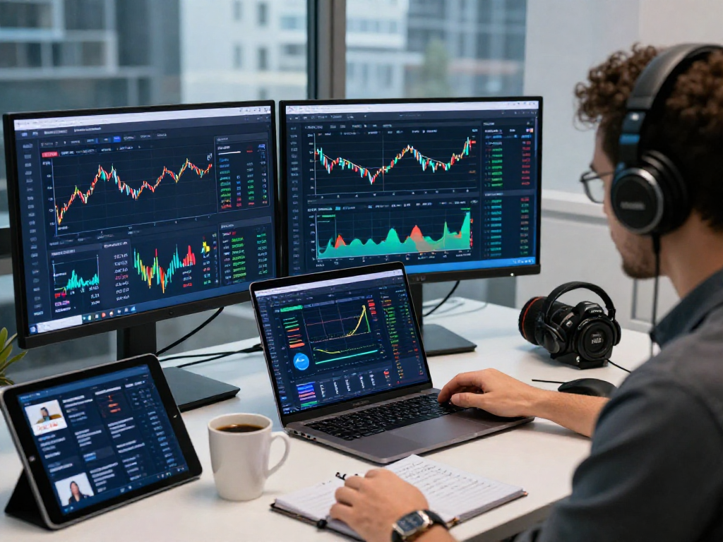 Plataforma Immediate Edge en la pantalla mientras un trader analiza datos de criptomonedas en un entorno moderno.