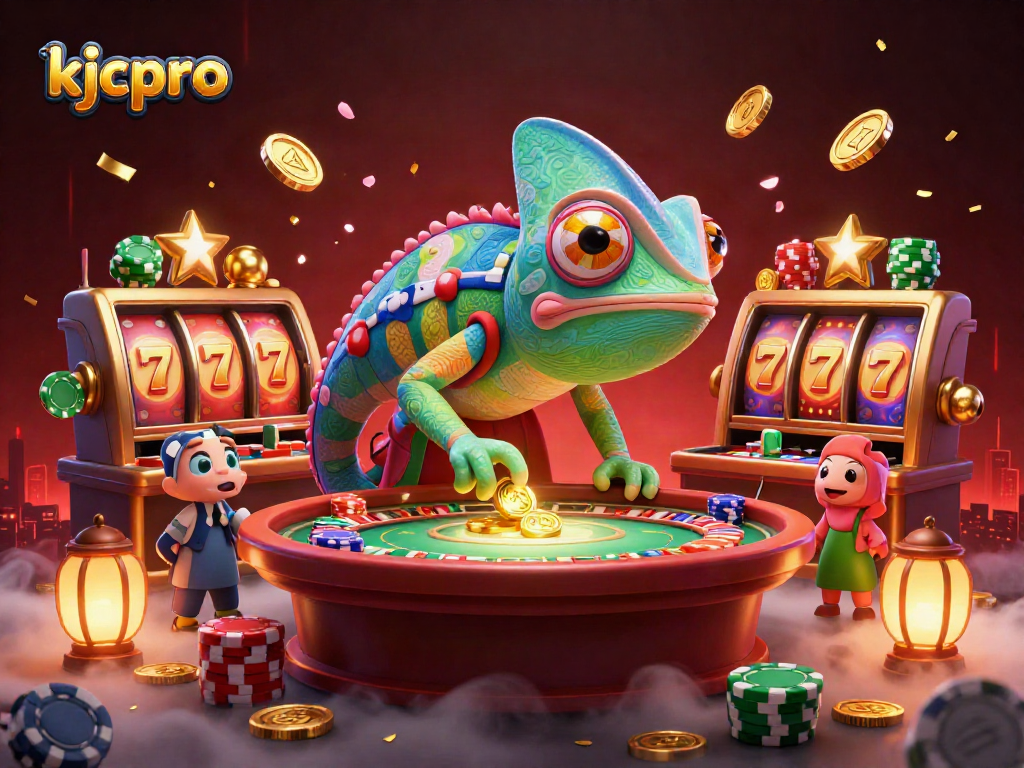 Experience thrilling casino action with kjcpro as a vibrant chameleon owner anticipates a jackpot.