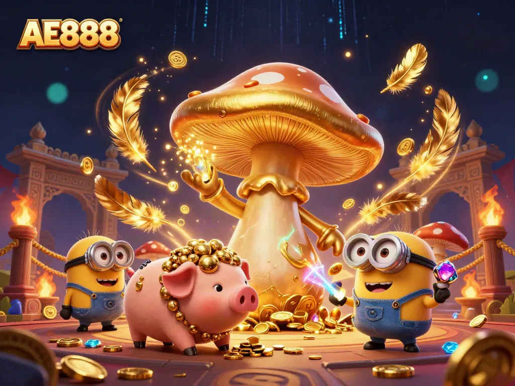Engage with AE888 at the arena, where golden treasures and dynamic gaming elements collide.