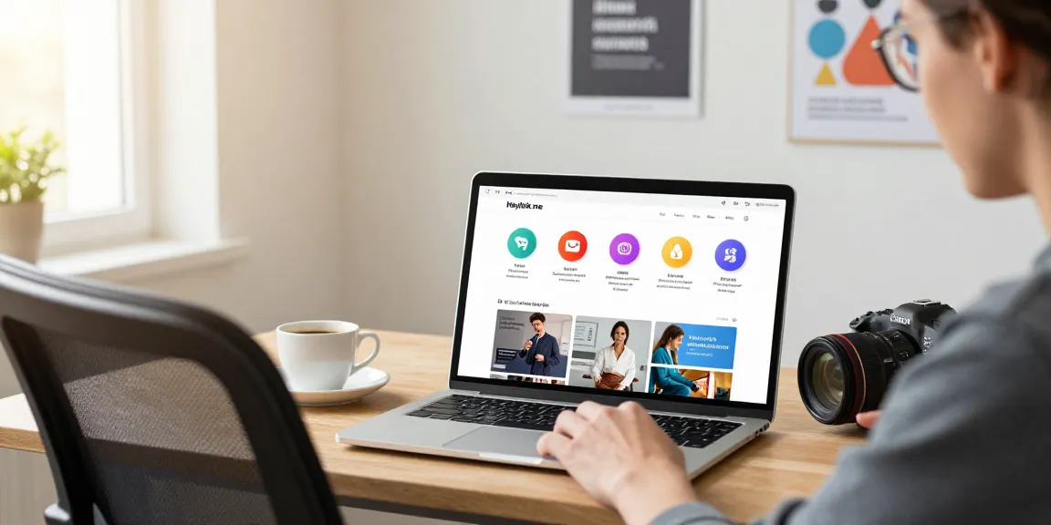 Pengguna terlibat dengan platform Heylink.me di laptop, menampilkan GEGESLOT dengan suasana kerja yang cerah dan inspiratif.