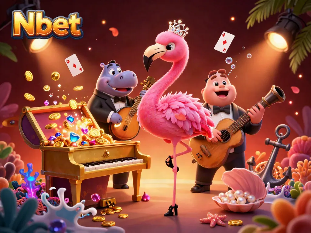 Nbet engages players with vibrant 3D casino lounge characters, showcasing dynamic gambling elements.