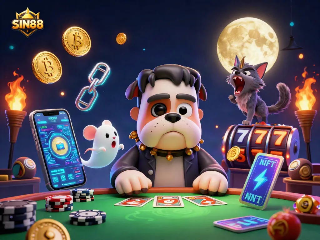 Experience SIN88's thrilling online gaming with vibrant characters and engaging elements from the casino world.
