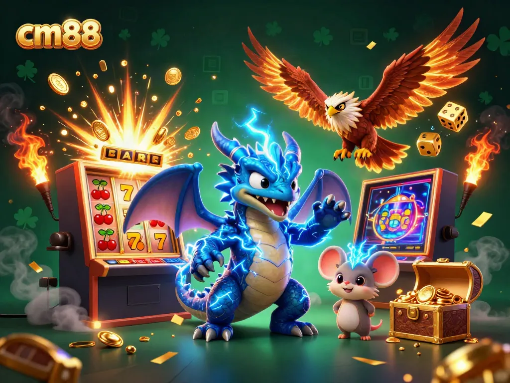 Experience the excitement at cm88 with dynamic characters, vibrant casino elements, and exhilarating jackpot symbols!