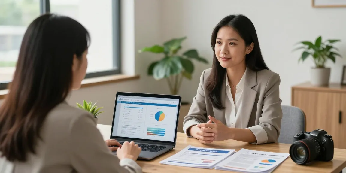 Consultant explaining credit consolidation solutions to a client at https://credit-consolidation.ca in a warm, inviting office space.