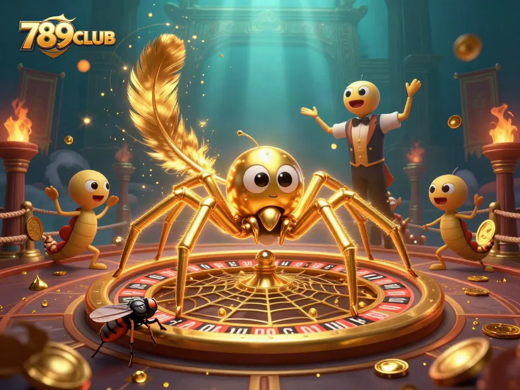 Spin the roulette wheel at 789CLUB with a golden spider and a centipede croupier.