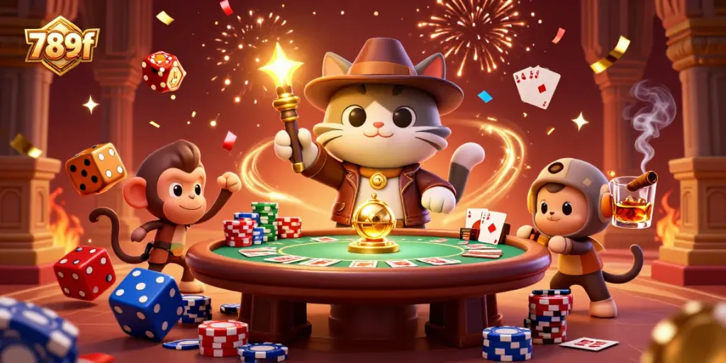 Engage with the thrilling 789f casino adventure featuring an explorer cat discovering treasures.