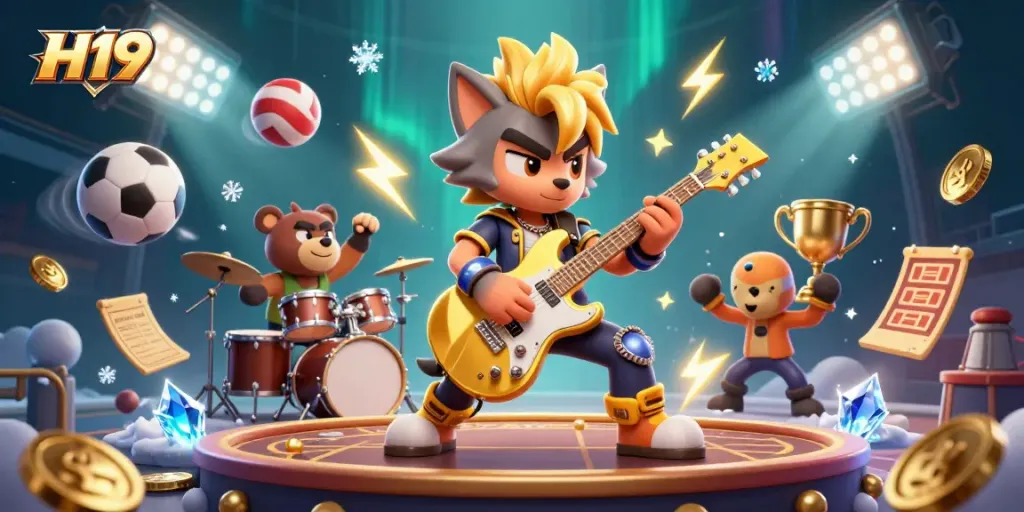 Experience electrifying moments in H19 as a rock star wolf and drummer bear ignite the casino stage.