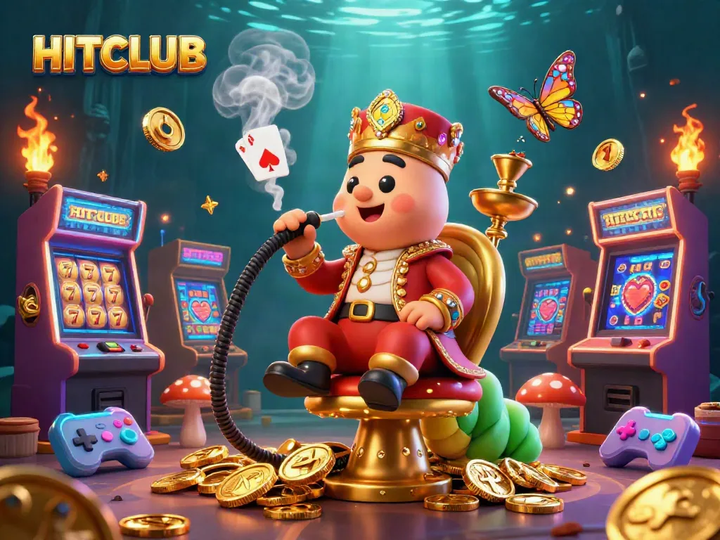 Experience HITCLUB's dynamic gaming scene, showcasing vibrant slot machines and captivating characters.