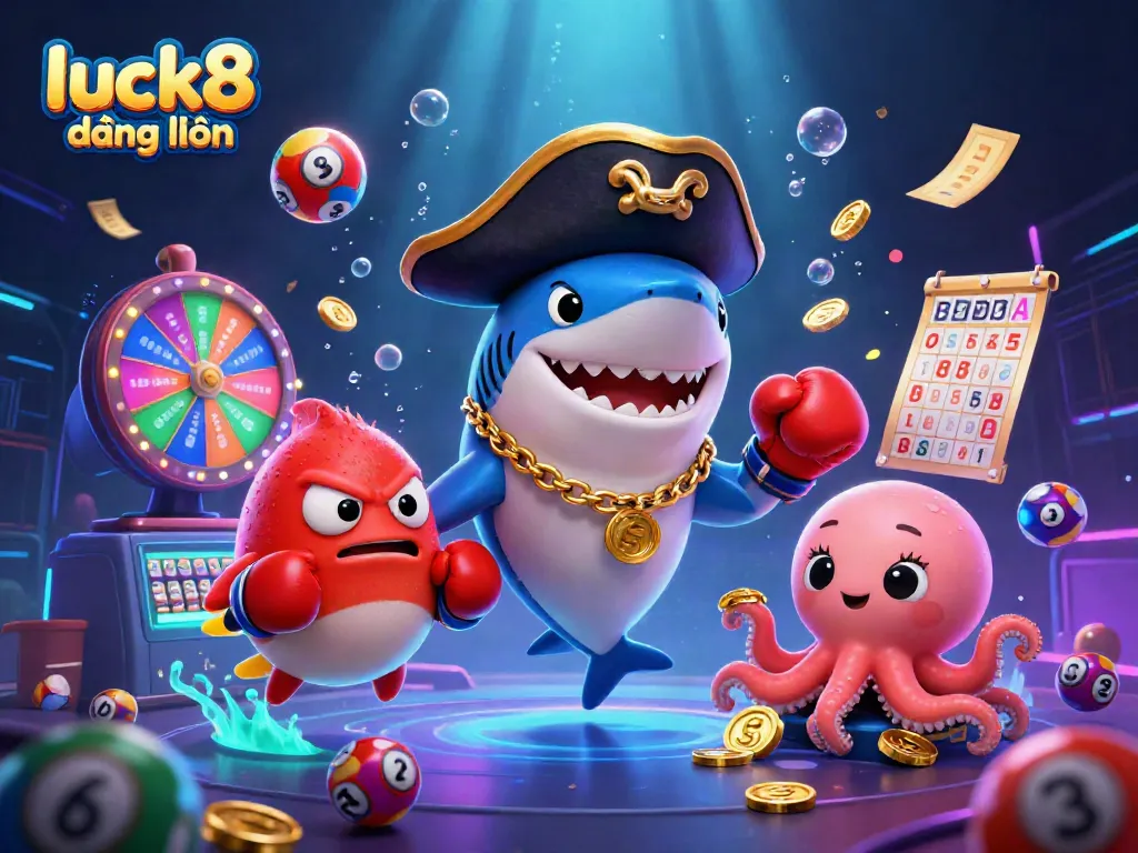 Engage with luck8 đăng nhập and jackpot opportunities surrounded by animated casino elements.
