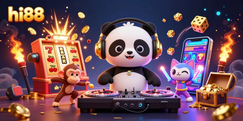 Engage in winning experiences at hi88 with a vibrant 3D casino scene full of excitement.