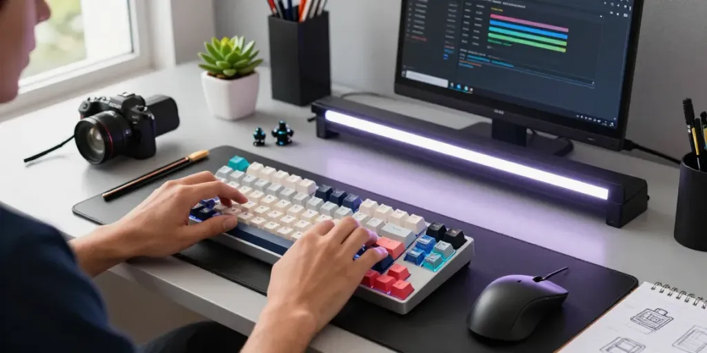 The best Hall Effect switches for Wooting showcased on a desk during a keyboard customization session.