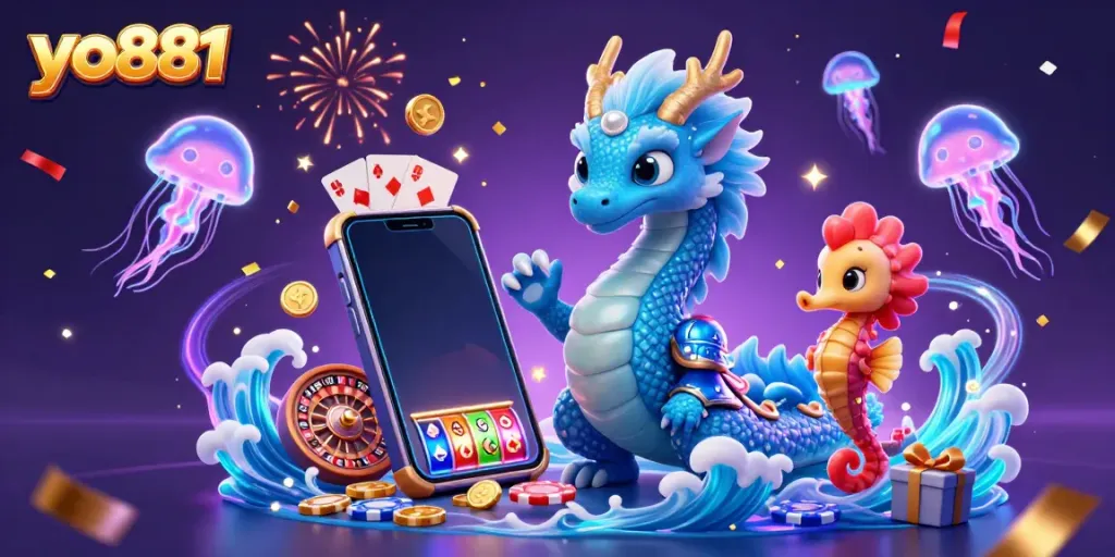 The azure water dragon by yo881 animates excitement with casino games, symbolizing thrilling gambling adventures.