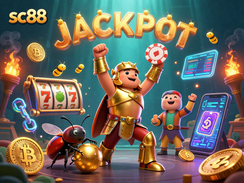 Celebrate a big win at sc88 with a unique victory scene featuring vibrant casino elements.