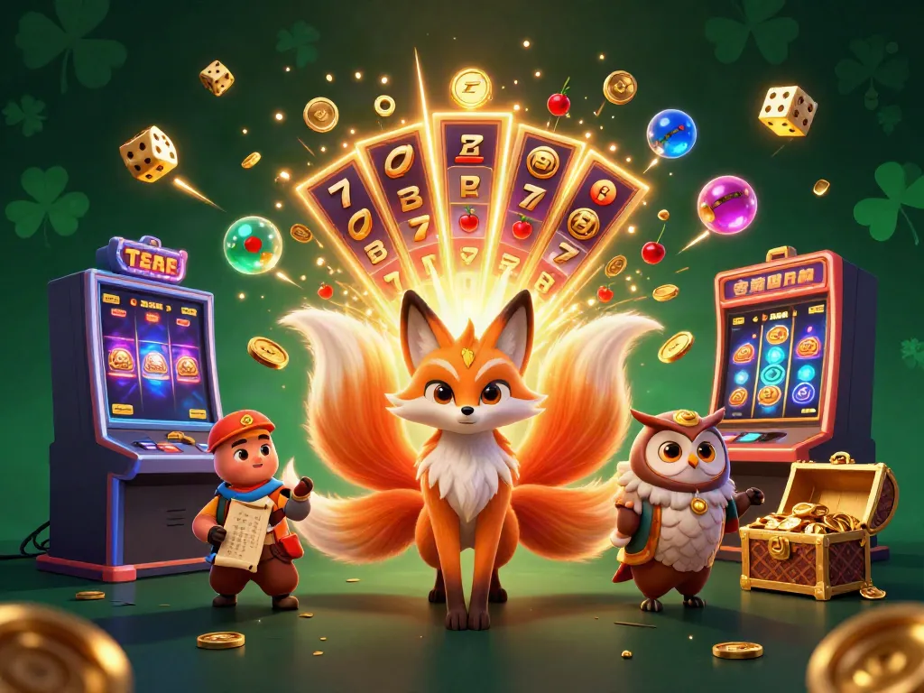 Experience the vibrant world of Tx88 with a captivating 3D illustration featuring a dazzling fox spirit and engaging casino symbols.