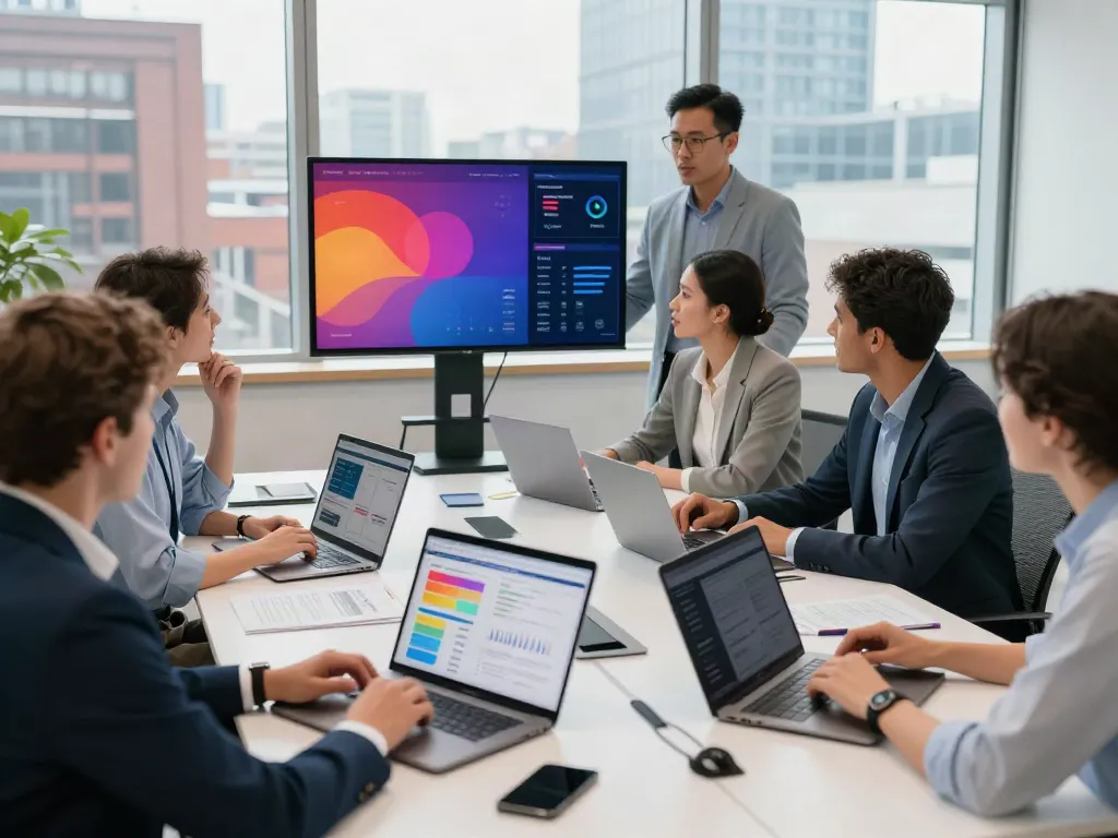 Team collaborating on Paid Ads Management strategies in a modern office space.