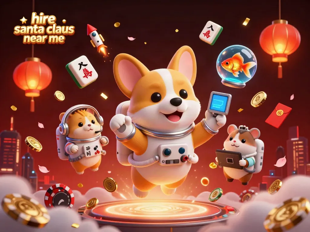 Experience the festive excitement as you hire santa claus near me with a whimsical space casino theme.