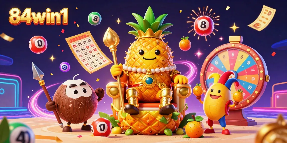 Experience thrilling gameplay with 84win1, featuring vibrant casino characters and dynamic lottery elements.
