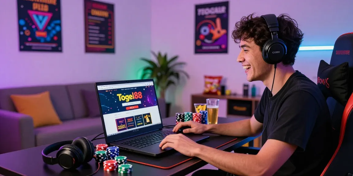 Engaging scene portraying a player exploring Link Alternatif Togel88 with colorful gaming accessories in a modern setup.