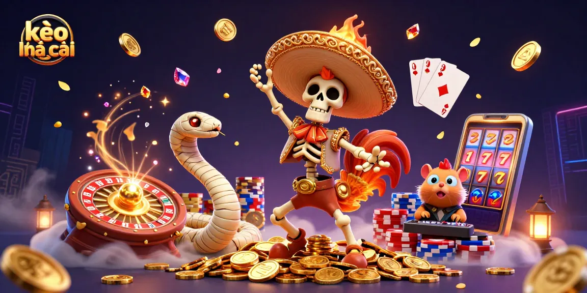 Celebrate with kèo nhà cái in a vibrant casino scene featuring animated characters and dynamic game elements.