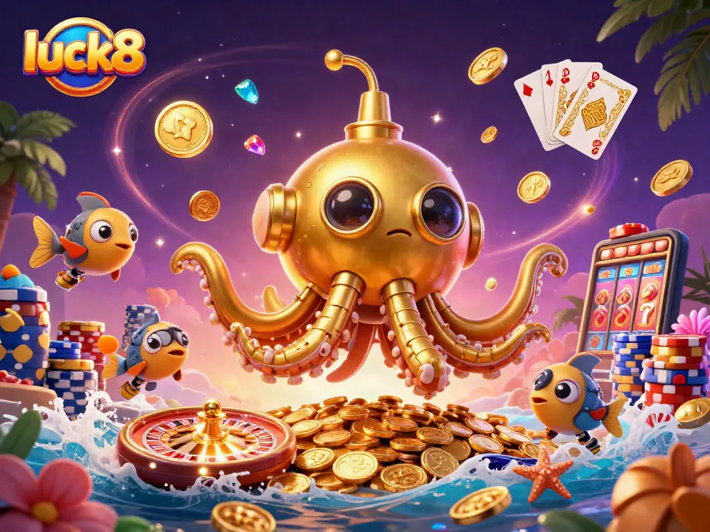 Experience thrilling gameplay at luck8 with a dazzling sea of coins and vibrant casino elements.