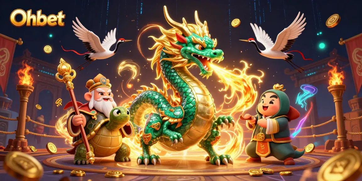 Engage with Oxbet through a vibrant 3D illustration showcasing a jade dragon and lucky cranes.